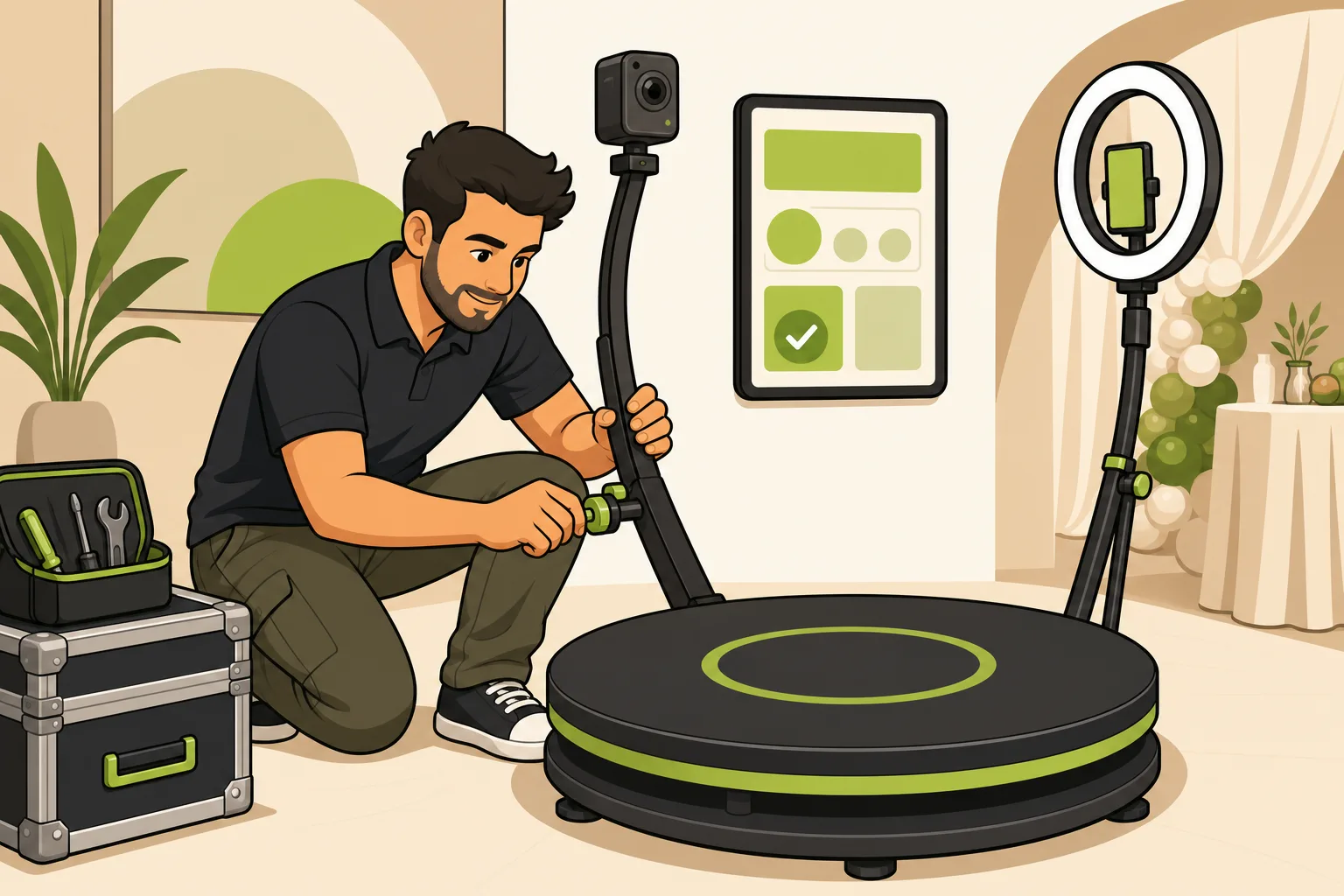 Illustration: 360 Photo Booth Rental: What Your Service Page Needs to Win Premium Bookings
