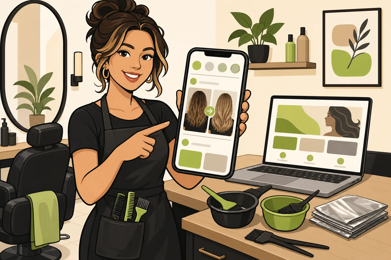 Illustration: Social Media Marketing for Hair Salons: AI Writes the Posts