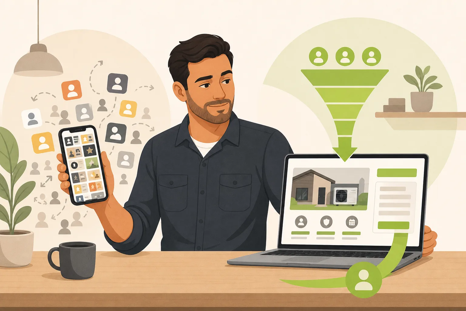 Illustration: HVAC Contractor vs. Angi: Own Your Lead Pipeline