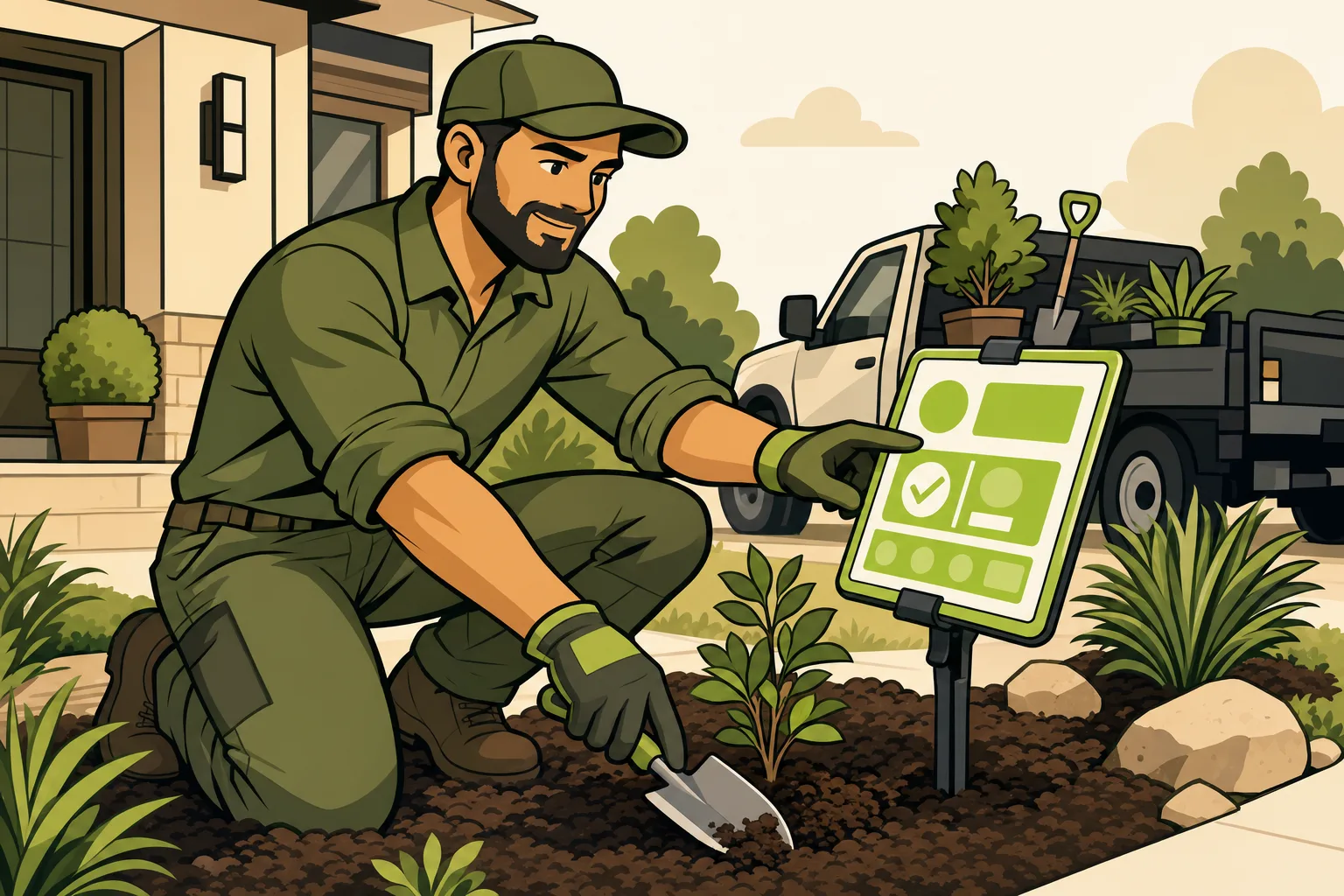 Illustration: Landscaping Marketing That Actually Works: Why Your Website Is the Referral Engine Neighbors Already Use