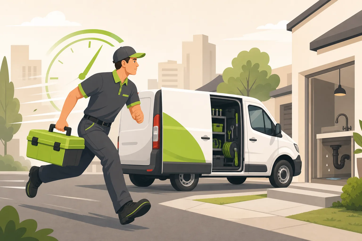 Illustration: How Plumbers Win the Burst-Pipe Emergency Search