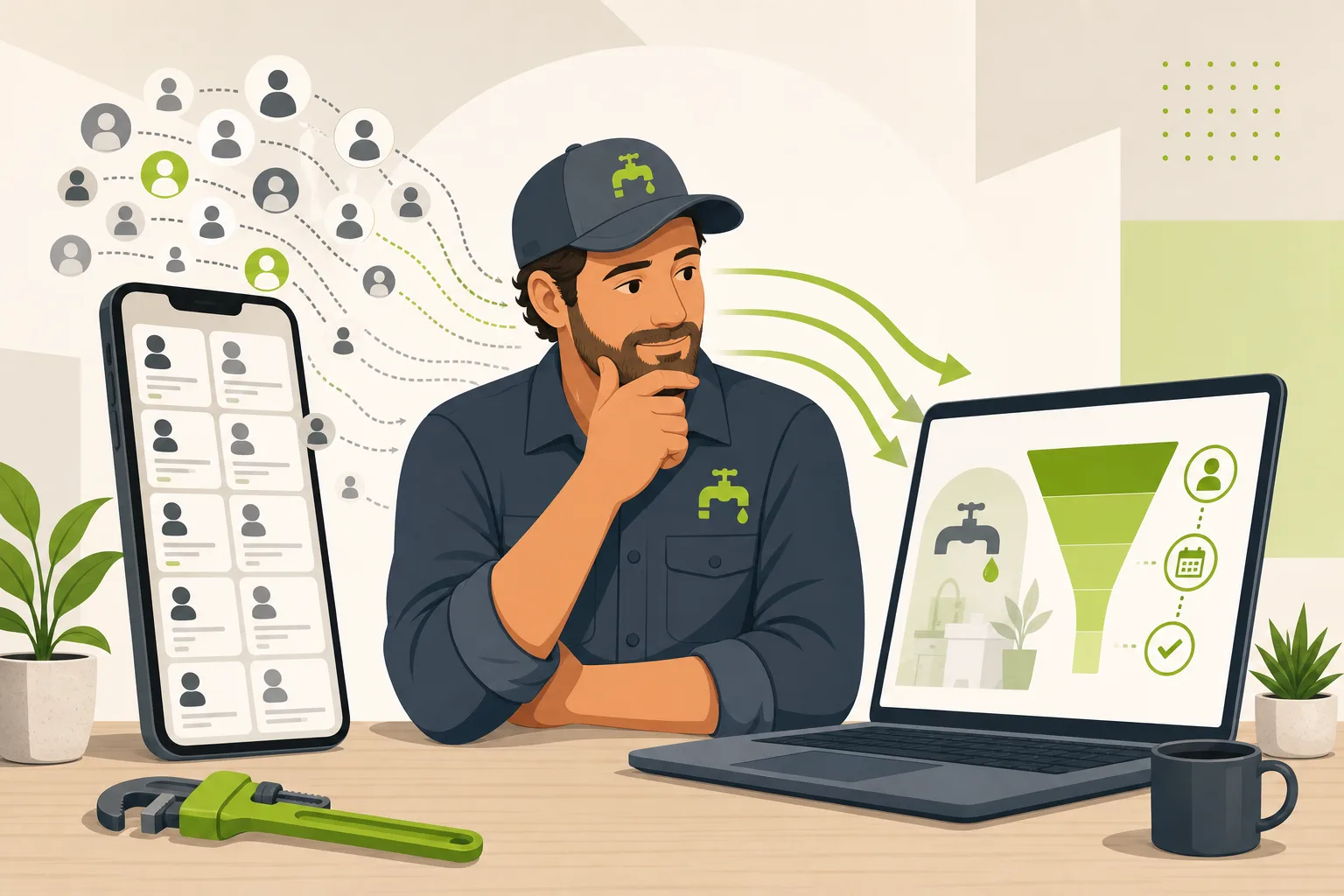 Illustration: How Plumbers Get Leads Without Paying Per Lead