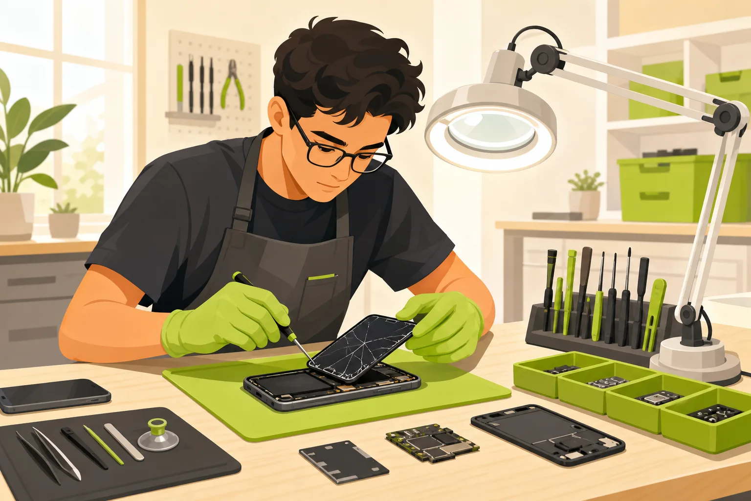 Illustration: How Repair Shops Win the 'Cracked Screen Near Me' Search