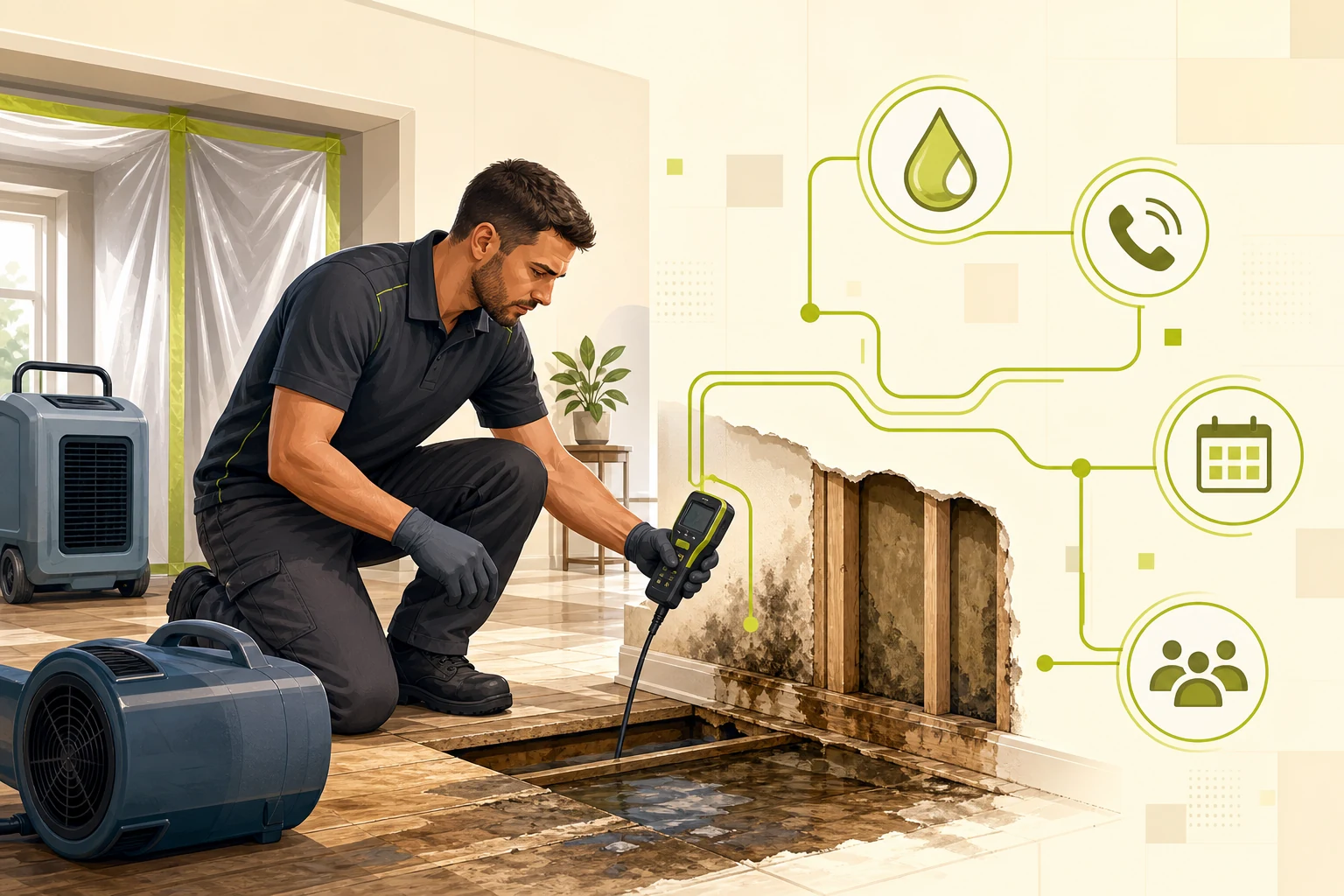 Illustration: What a Restoration (Water/Fire/Mold) Website Needs to Win Local Customers