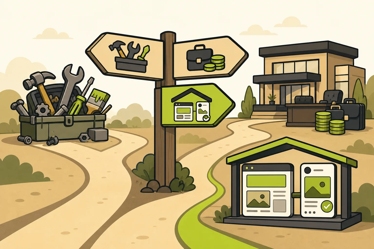 Illustration: Social Media Management for Small Business: Tool vs Agency