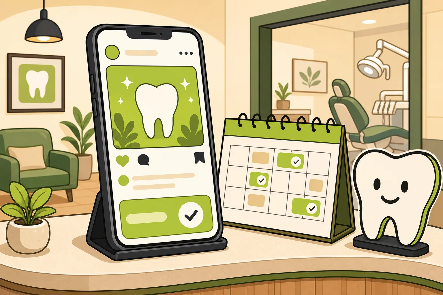 Illustration: Social Media Marketing for Dentists: Compliant & Hands-Off