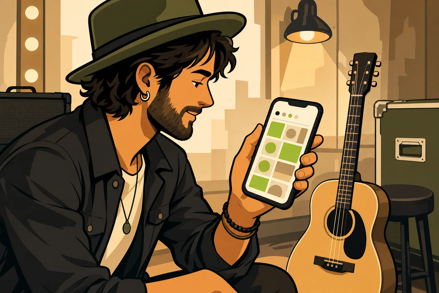Illustration: Social Media Marketing for Musicians: Post While You Play
