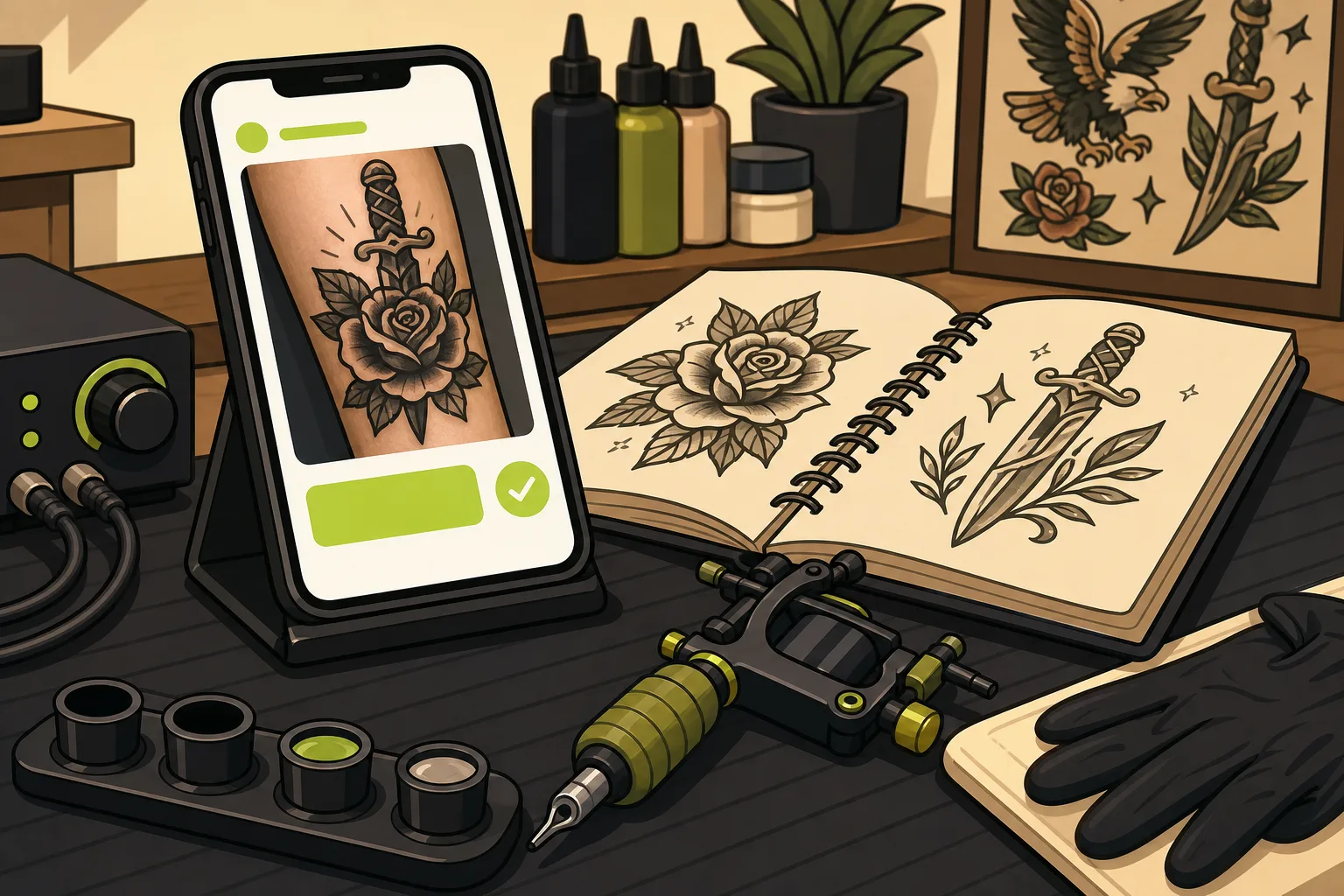 Illustration: Social Media Marketing for Tattoo Artists: Stay Booked