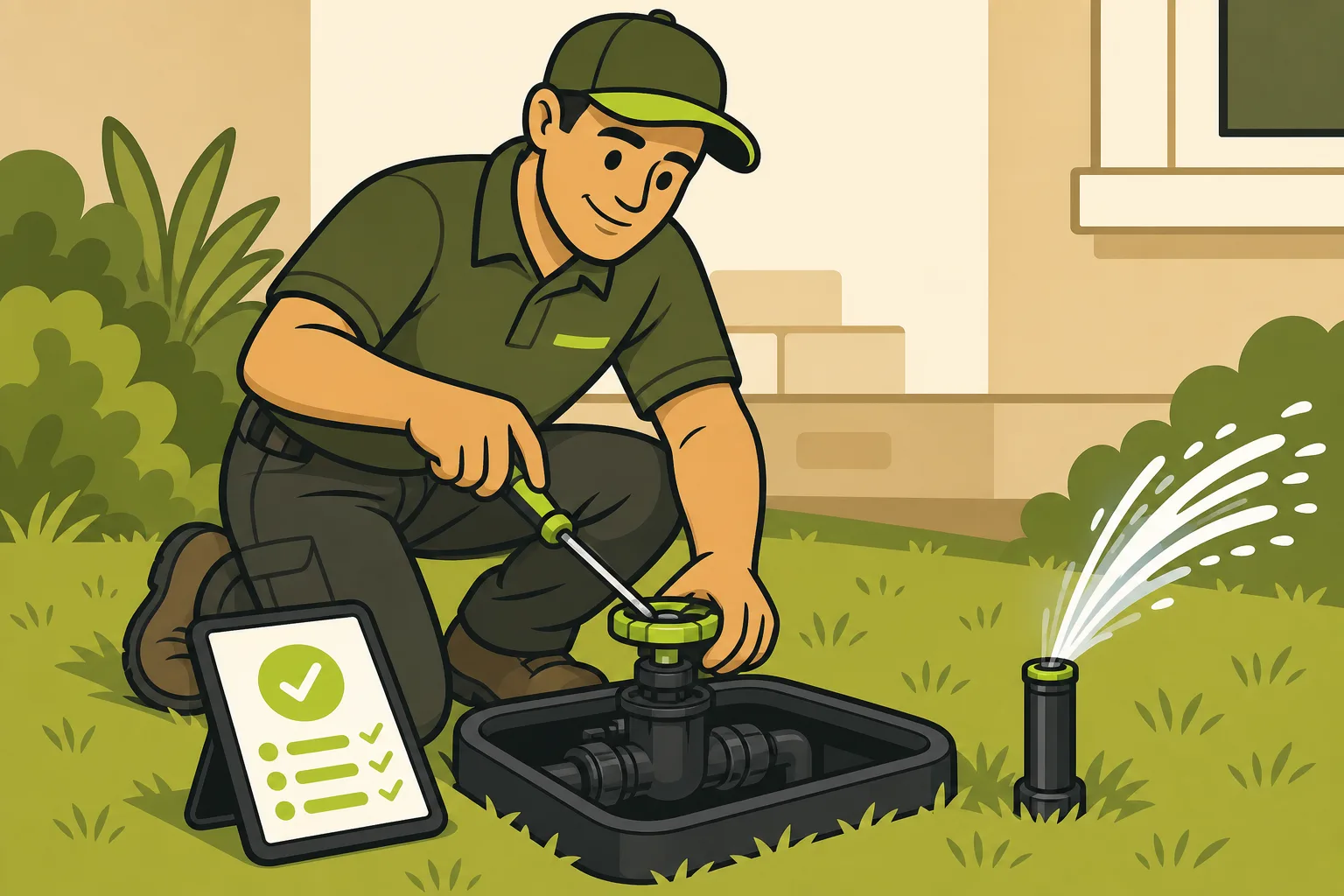Illustration: Spring Sprinkler Startup: What to Expect (Pro vs. DIY)