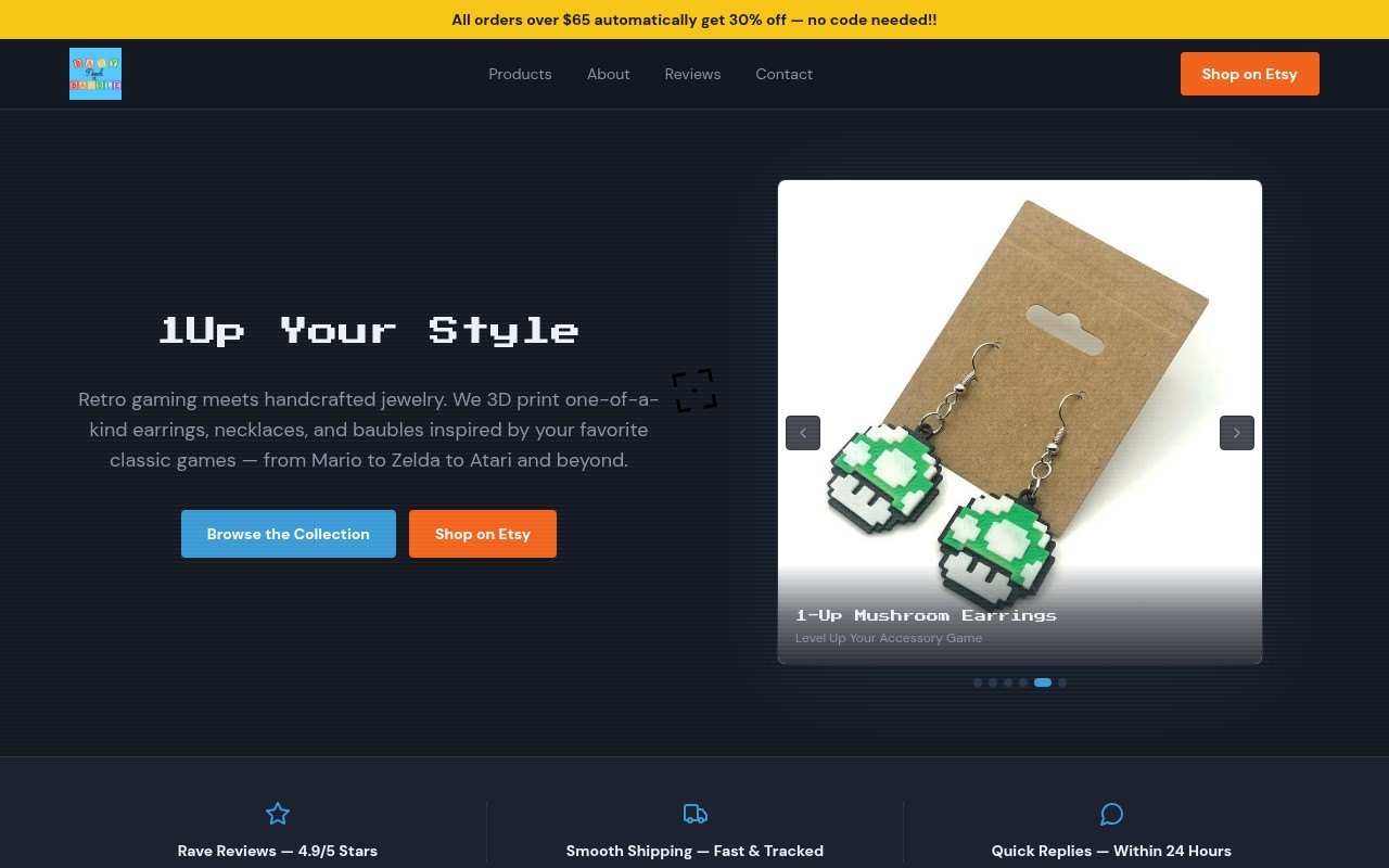 Etsy Sellers website example — Baby Needs a Bauble