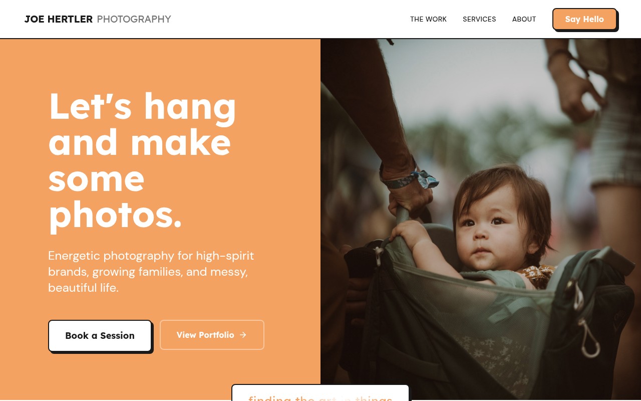 Photographers website example — Joe Hertler Photography