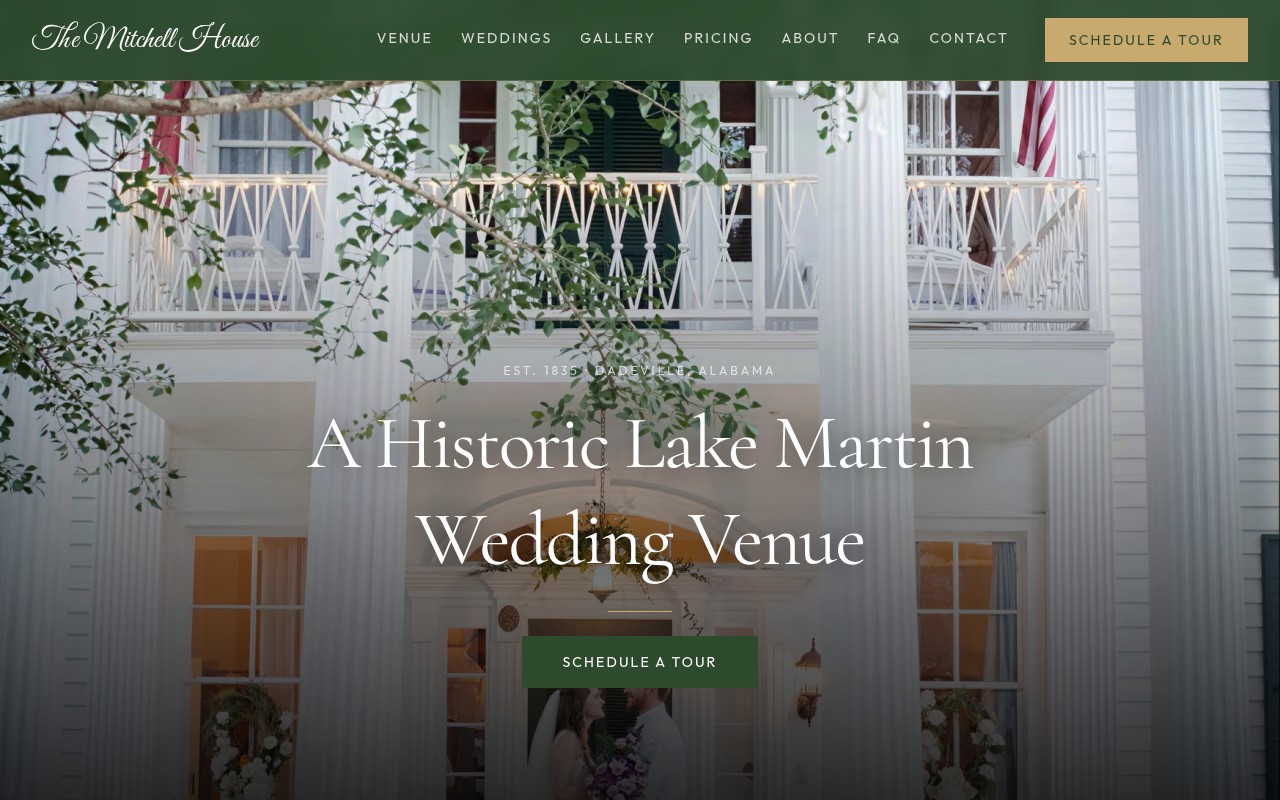 Wedding Venue website example — The Mitchell House — Classic Southern Heritage